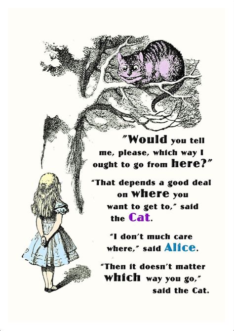 Cheshire Cat Print Vintage Alice In Wonderland Which Way Illustrati