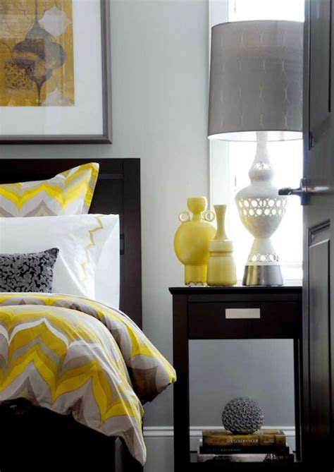 Yellow And Gray Bedroom Contemporary Bedroom Atmosphere Interior
