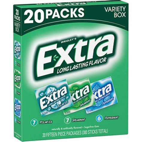 Extra Mint Sugar Free Chewing Gum Bulk Variety Pack 15 Pc 20 Pk