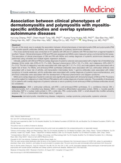 Pdf Association Between Clinical Phenotypes Of Dermatomyositis And