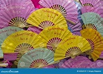 Display of Colorful Thai Fans Stock Image - Image of close, held: 65264141