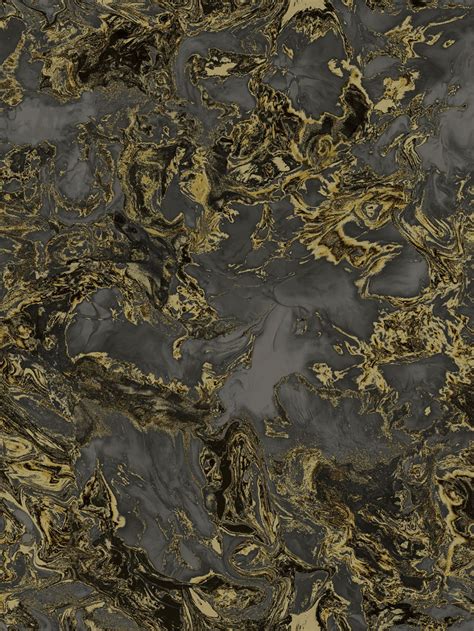 Liquid Marble Wallpaper Black Gold Debona 6357 Marble Effect