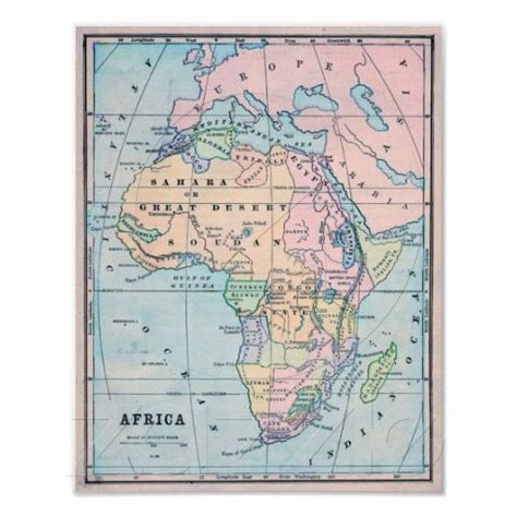 1870 Vintage Map Of Africa Poster Zazzle Africa Map Map Printable