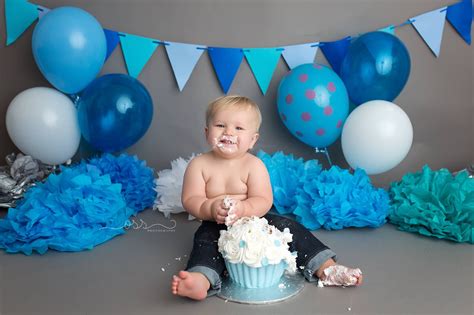 Grey 7 Blue Cake Smash For The Boys 1st Boy Birthday Smash Cake