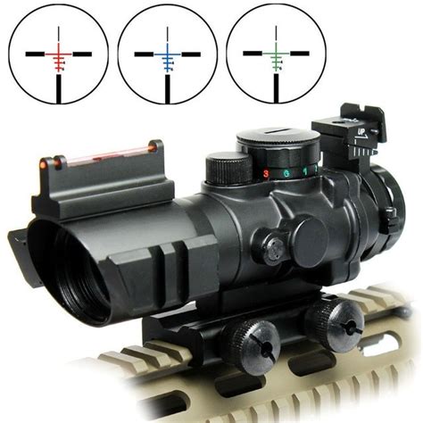 Tactical 4x32 Mini Red Dot Airsoft Sight Reticle Fiber Optic Sight Tri