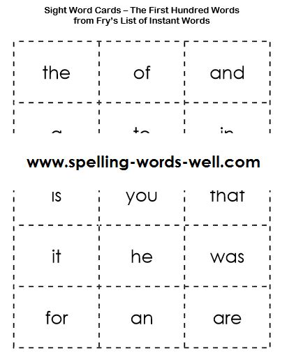 Sight Word Worksheet New 174 Fry Sight Word Printable Cards