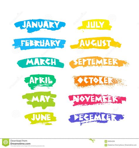 Months Of The Year Vector Lettering Stock Vector Illustration Of