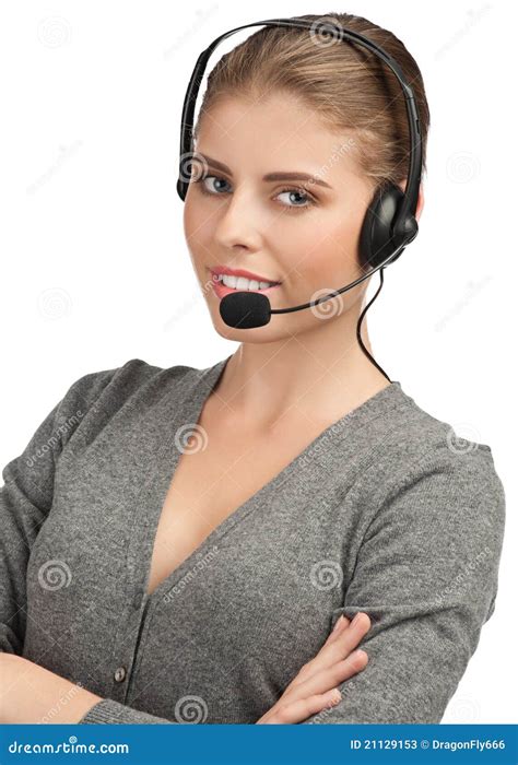 Female Call Center Employee Stock Image Image Of Crossed Occupation