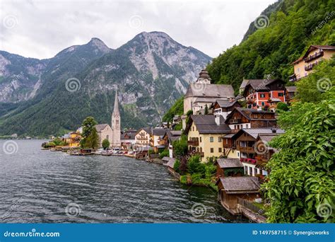 Picturesque View Of Hallstatt Village Situated On The Bank Of