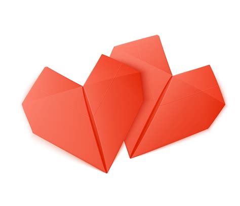 Origami Heart Shapes Vector Premium