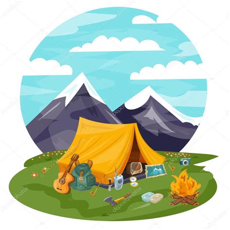 Camping Ilustraci N Vectorial De Dibujos Animados Tienda Tur Stica En