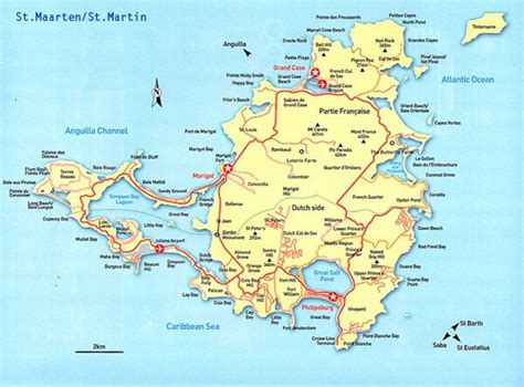 Physical Map Of Saint Martin Island