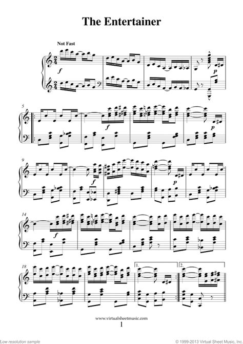 Free complete audio at galaxy music notes. Joplin - The Entertainer sheet music for piano solo PDF