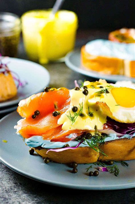 Smoked salmon has the reputation of being a real treat. Smoked Salmon Toasts with Passion fruit Hollandaise Sauce ...