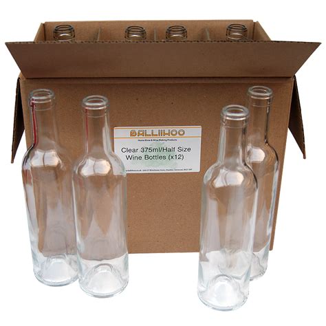 375ml Half Size Clear Glass Wine Bottles Pack Of 12 Balliihoo