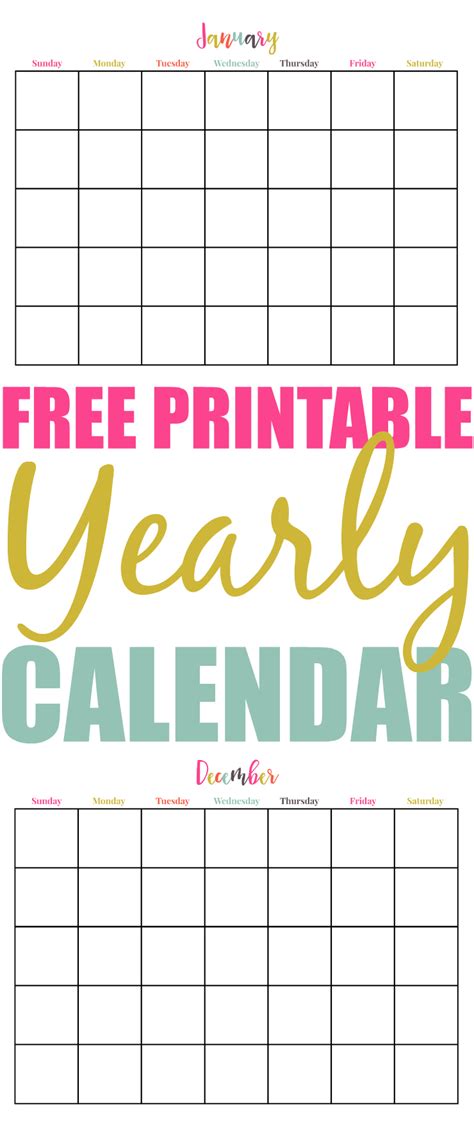 Free Yearly Calendar Printable