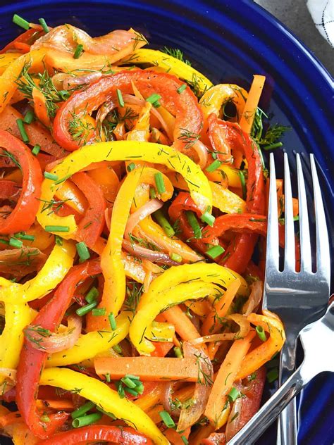 Oven Roasted Pepper Salad Recipe Olga In The Kitchen