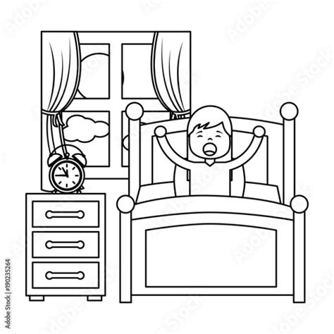 Crmla Girl Waking Up Clipart Black And White