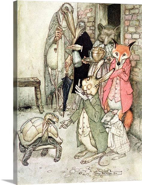 The Hare And The Tortoise Illustration From Aesops Fables Wall Art