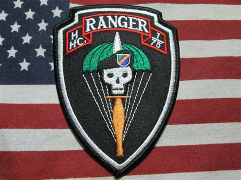 Us Army Hhc 1st Bn 75th Ranger Regiment Pocket Patch Black Beret Me Army