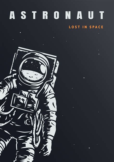 Monochrome Vintage Space Emblem Of An Astronaut Editable Text And Super