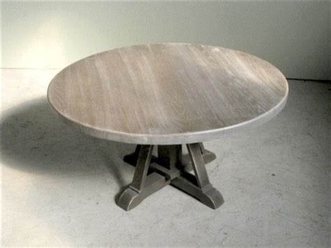 driftwood oak coffee table  pedestal base farmhouse