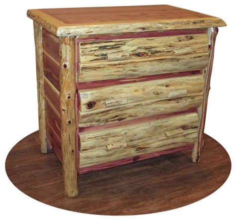 Rustic Red Cedar Log 3 Drawer Dresser Rustic Dressers By
