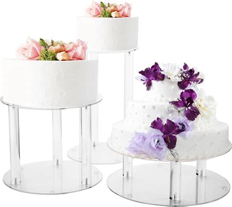 Amazon Com Jusalpha 3 Tier Large Acrylic Glass Round Wedding Cake