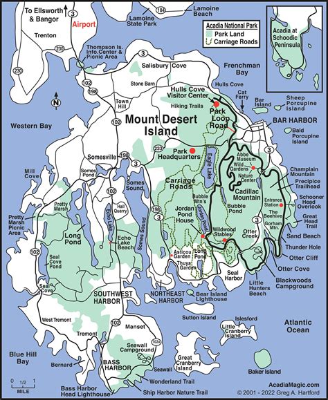 Mount Desert Island Map Acadia Maine