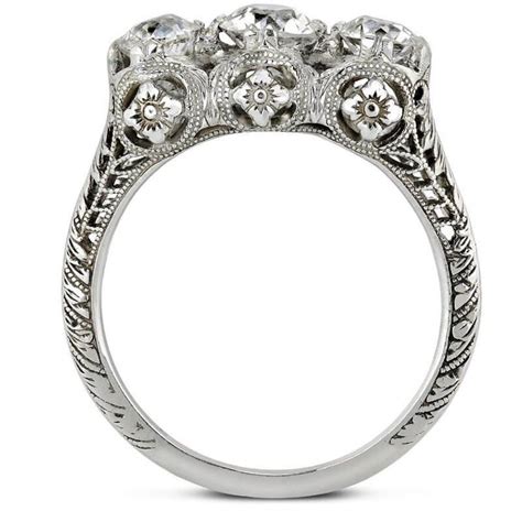 Edwardian Old European Diamond Three Stone Filigree Ring This Ring Is