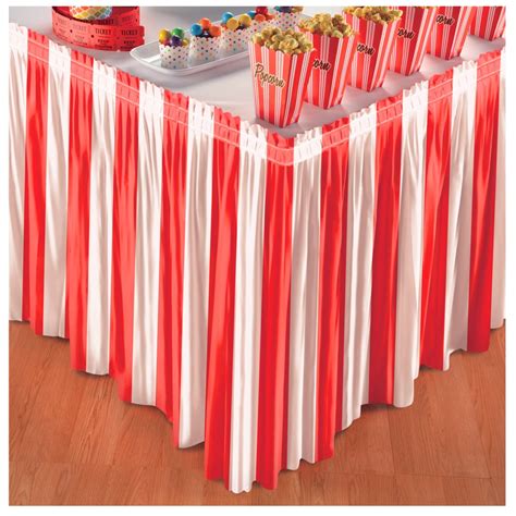 Red And White Striped Table Skirt Party City