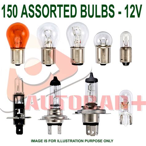 150 X Assorted 12 Volt Car Bulbs H7 H4 H1 380 382 581 207 239 501