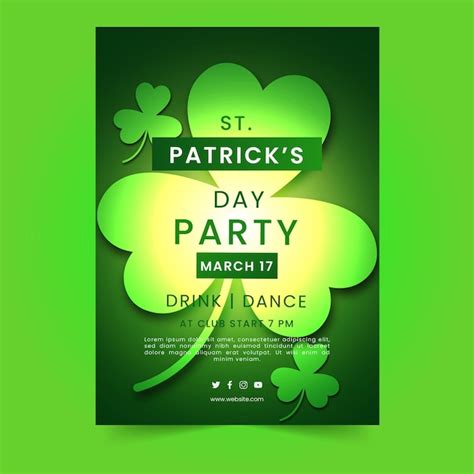 Premium Vector St Patricks Day Green Poster With Clovers Template