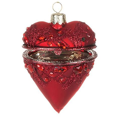 Sullivans Glass Heart Shaped Christmas Ornament Box