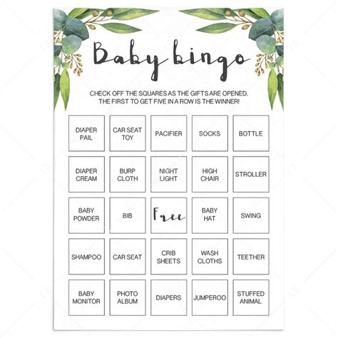 Printable Baby Shower Bingo Customize And Print