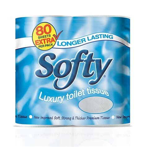 Softy Luxury Premium White Toilet Rolls 24 X 225 Sheets Protective