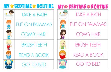 Best Elementary Printable Bedtime Routine Charts Printableecom Images