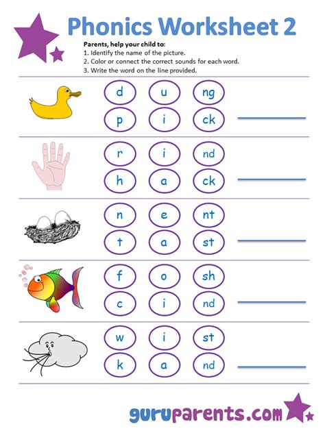 Phonic Worksheet For Kindergarten Kindergarten