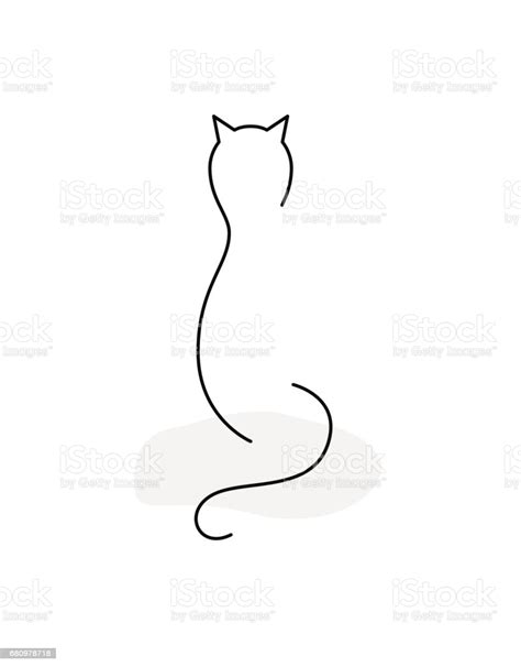 Minimalist Hand Drawing Of A Cat Backwards Stock Vector Art And More