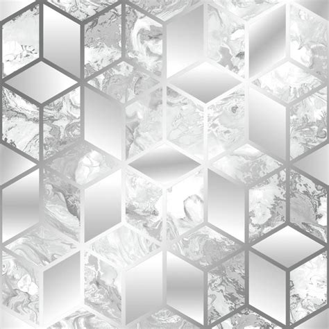 I Love Wallpaper Liquid Marble Cube Wallpaper Silver