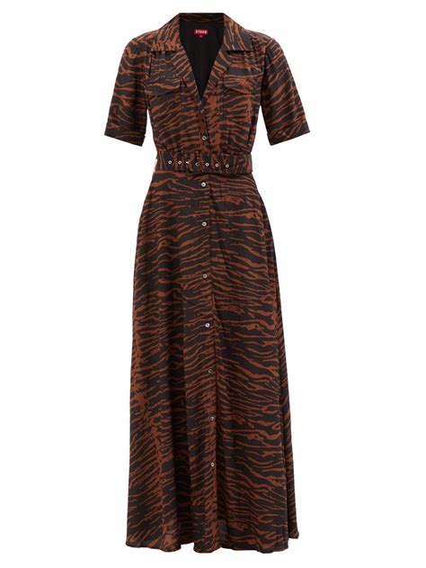 Brown Millie Zebra Print Maxi Shirt Dress Staud Matchesfashion Au