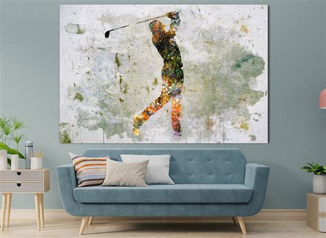 Abstract Golf Canvas Art Golf Player Silhouette Wall Art Etsy