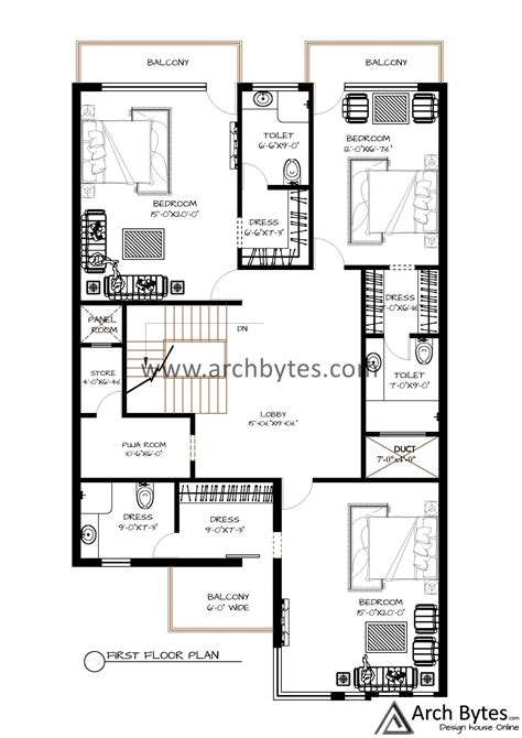 House Plan For 35 X 80 Feet Plot Size 250 Sq Yards Gaj Archbytes