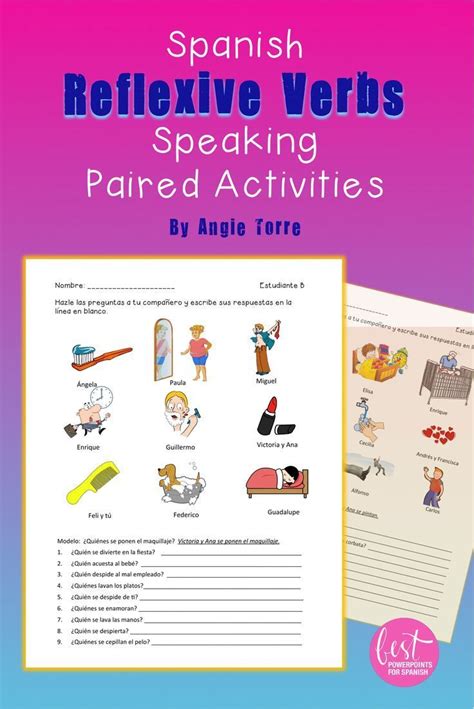 Spanish Reflexive Verbs Speaking Paired Activities Distance Learning