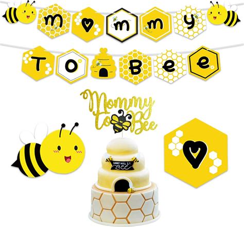 Mommy To Bee Banner And Mommy To Be Cake Topper For Bumble Bee Baby
