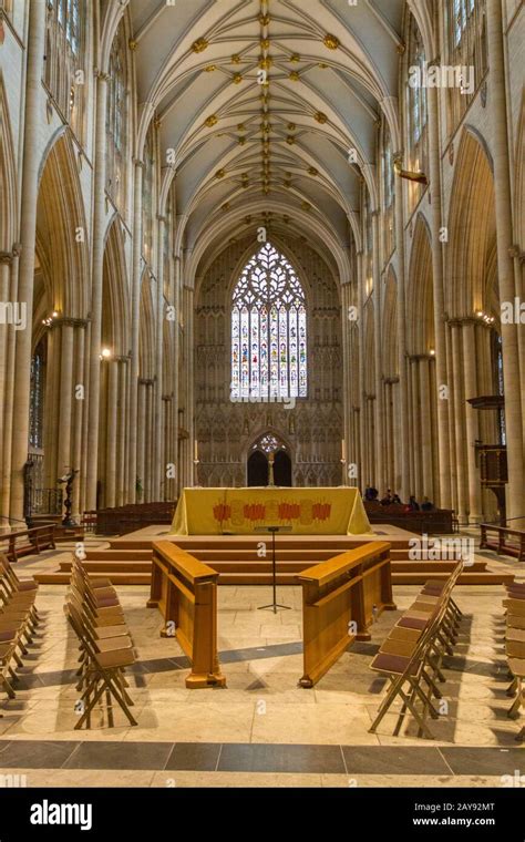 York Minster Gothic Style Cathedral In York Uk Inside View Stock