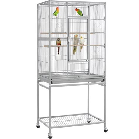 Smilemart 54 Metal Rolling Bird Cage With Detachable Stand Light Gray