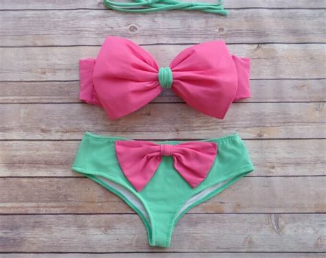 amazing bow bikini swimwear with brazilian style bottoms and etsy