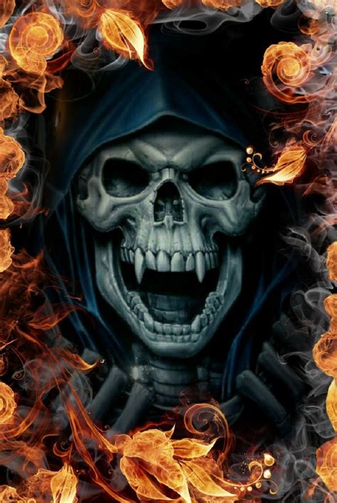 Vampire Skull With Fire Airbrush Skull Skull Stencil Skull