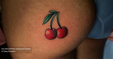 Cherry Tattoo Done On The Butt Cheek Illustrative
